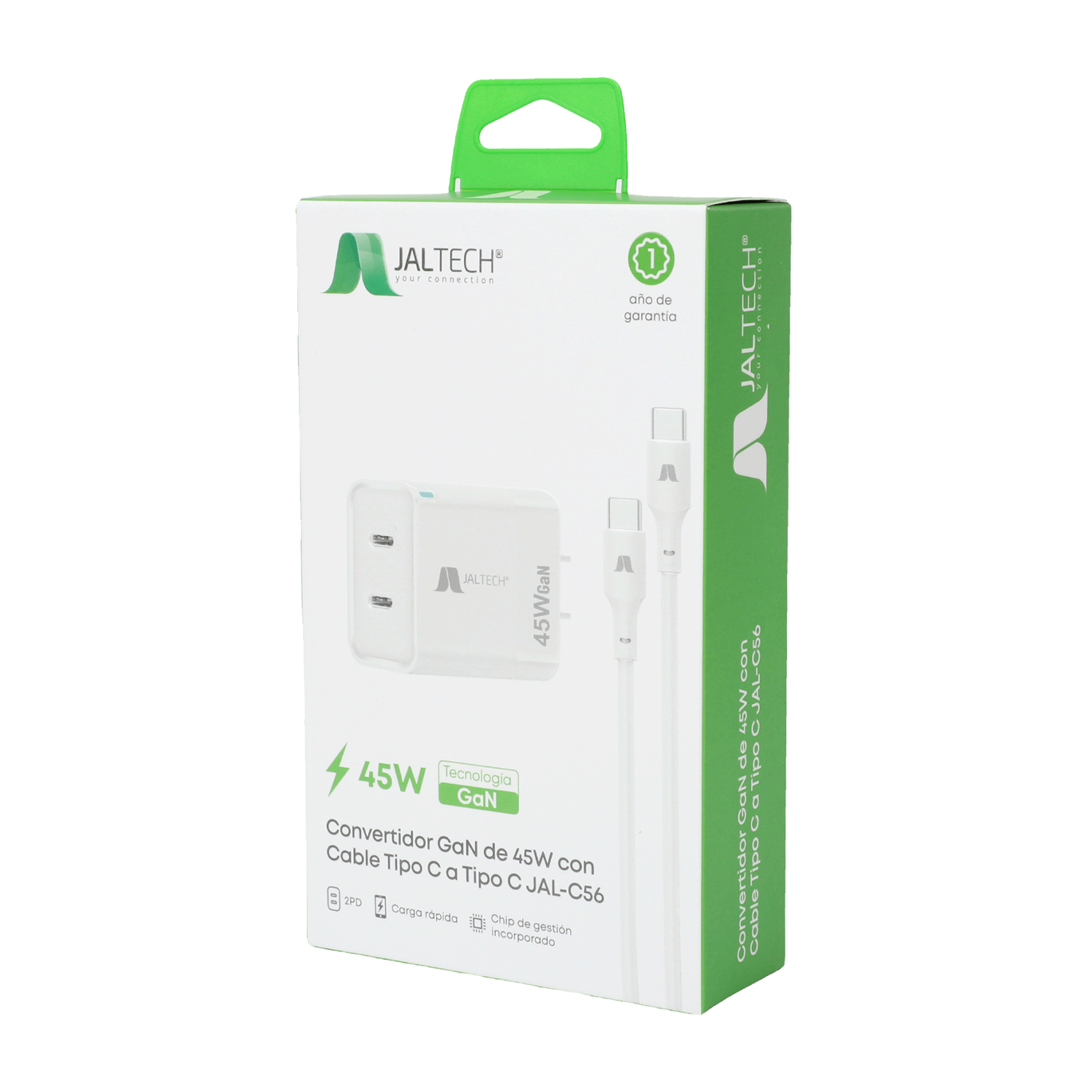CONVERTIDOR  GaN 65W CON CABLE TIPO C JAL-56 - Imagen 4
